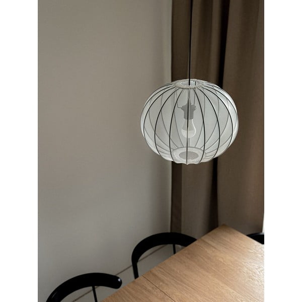 Bela viseča svetilka s tekstilnim senčilom ø 52 cm Mellow – Candellux Lighting-image-1