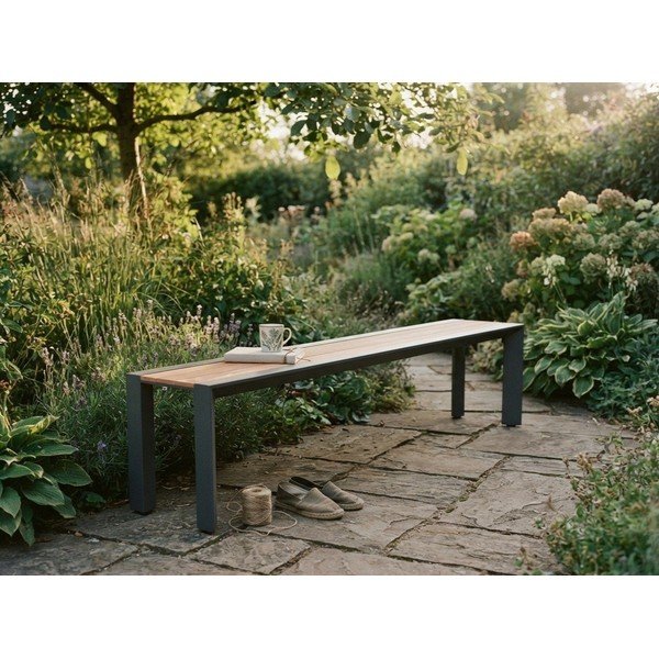 Temno siva/rjava kovinska vrtna klop Silea – Garden Pleasure-image-3