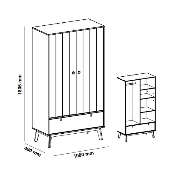 Siva otroška omara z nogami iz borovega lesa Marckeric Kiara-image-4