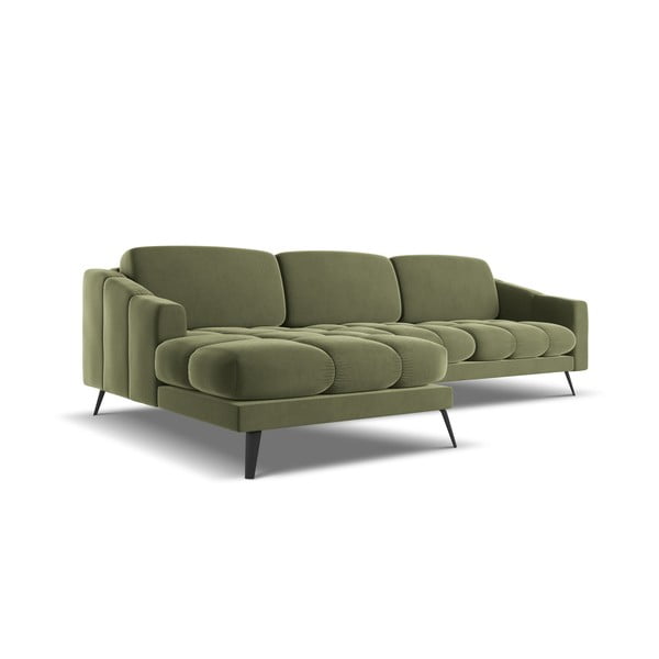 Zelena žametna kotna sedežna garnitura (levi kot) Nalu – Makamii-image-4