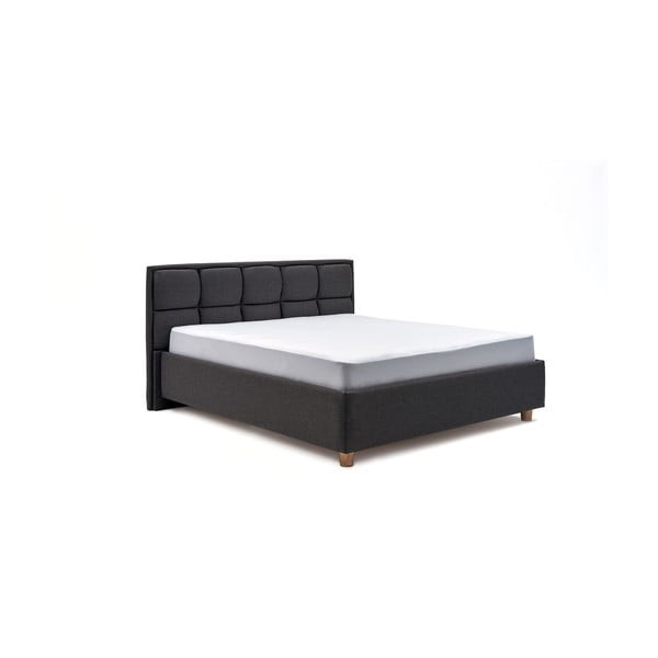 Temno siva zakonska postelja s shrambo ProSpánek Karme, 160 x 200 cm