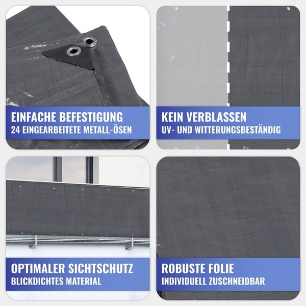 Črn plastičen balkonski zastor 500x85 cm – Maximex-image-4