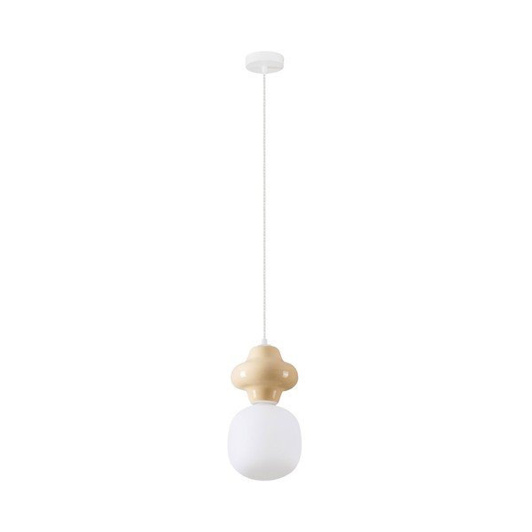 Bela/kremno bela keramična viseča svetilka s steklenim senčilom ø 18 cm Clio – Nova Luce