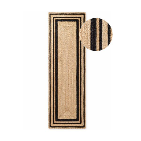Črn/v naravni barvi ročno tkan tekač iz jute 70x200 cm Jutta – Hanse Home