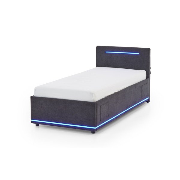 Temno siva oblazinjena otroška postelja s prostorom za shranjevanje z letvenim dnom 90x200 cm Circle – Meise Möbel