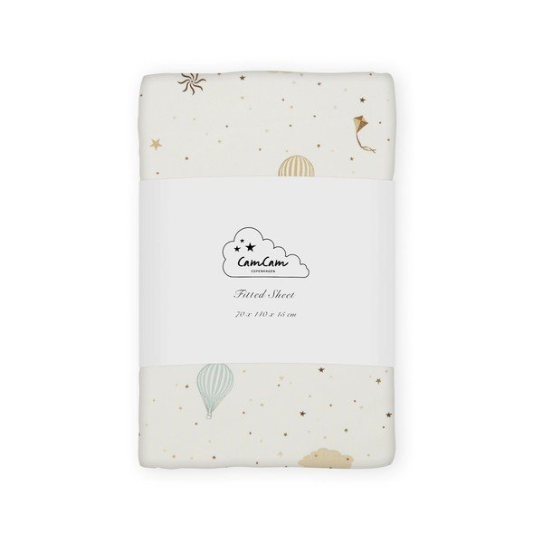 Slonokoščena napenjalna otroška rjuha za otroško posteljico iz organskega bombaža 70x140 cm Dreamland – Cam Cam Copenhagen