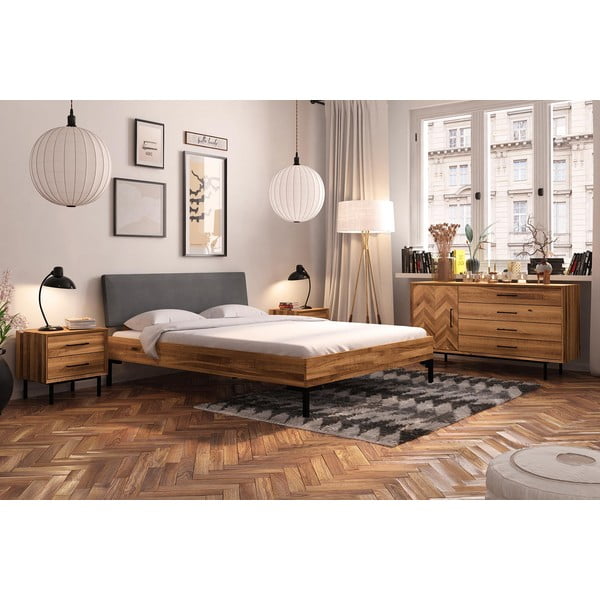 Oblazinjena hrastova zakonska postelja 140x200 cm Abises 1 - The Beds-image-4