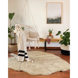 Kaki zelena pralna ročno tkana bombažna otroška preproga 120x180 cm Monstera Olive – Lorena Canals