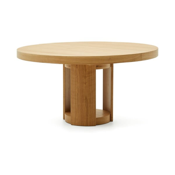 Okrogla raztegljiva jedilna miza z dodatno ploščo v hrastovem dekorju ø 150 cm Artis – Kave Home