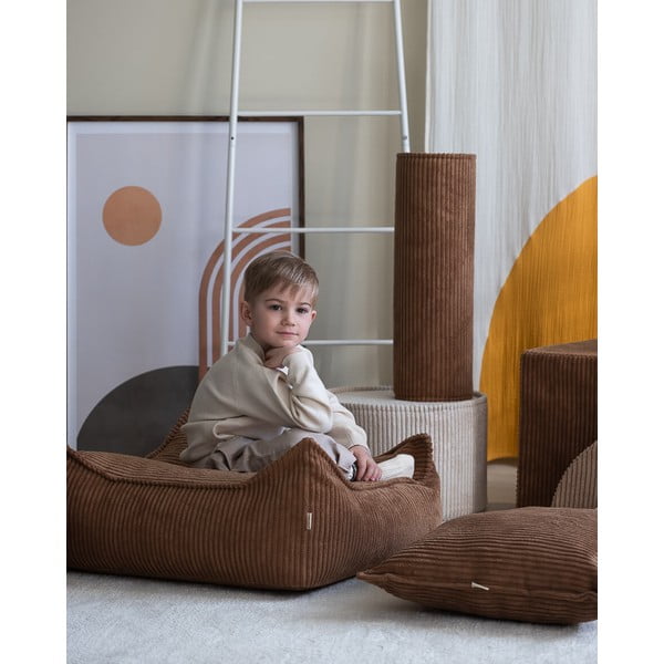 Rjava otroška vreča za sedenje iz rebrastega žameta Square – Wigiwama-image-1