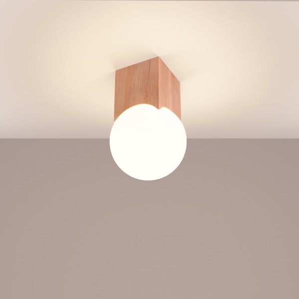 Stropna svetilka v naravni barvi s steklenim senčilom 12x12 cm Rayer – Sollux-image-2