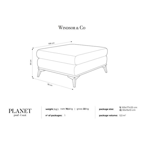 Temno siv puf Windsor & Co Zofe Planet-image-4