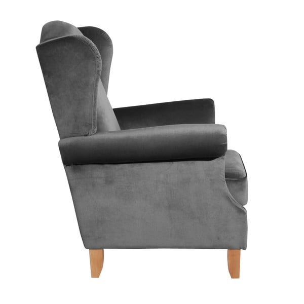 Antracitno siv žametni fotelj Max Winzer Verita Velvet-image-3