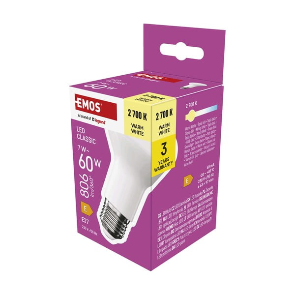 LED žarnica s toplo svetlobo z žarnico E27, 7 W – EMOS-image-3