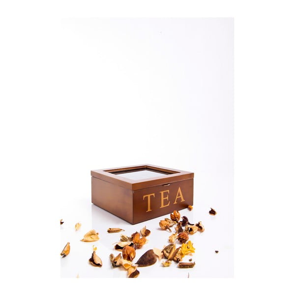 Lesena škatla za čaj Tea, 4 predali