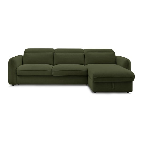 Zelena raztegljiva kotna sedežna garnitura (s kotom po izbiri) Achille – Bobochic Paris