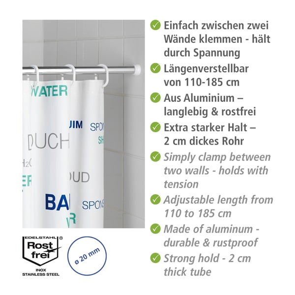 Palica za tuš zaveso v srebrni barvi 110 - 185 cm – Wenko-image-3