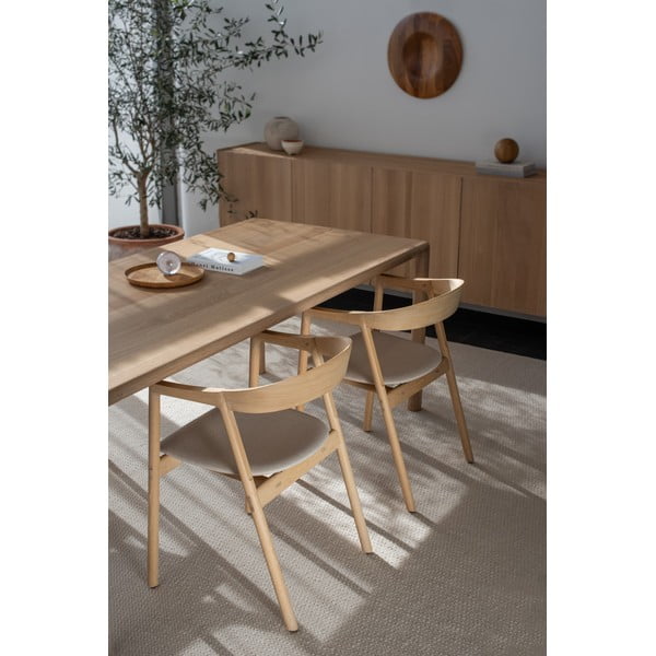 Jedilni stol iz masivnega hrastovega lesa z modro-sivim sedežem Gazzda Muna-image-3