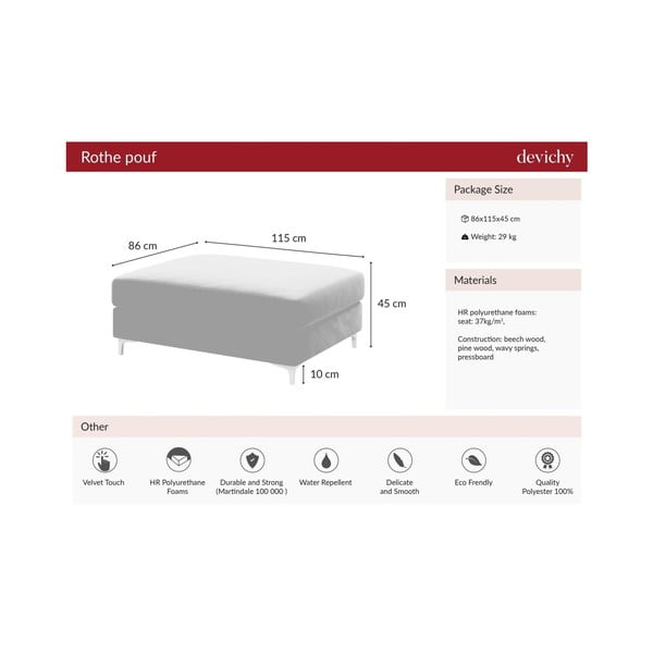 Temno zelen žameten otoman Devichy Rothe-image-4