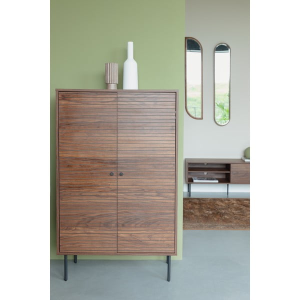 Rjava omarica v orehovem dekorju 80x130x40 cm Stripes – White Label-image-1