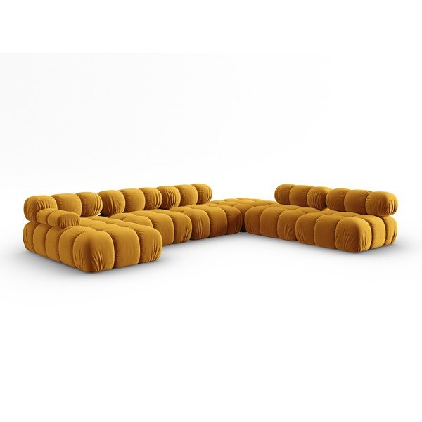 Rumena žametna sedežna garnitura 379 cm Bellis – Micadoni Home-image-3
