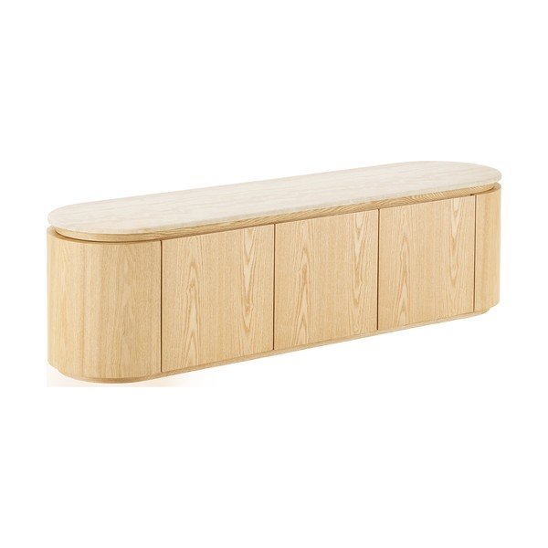 Kremno bela/v naravni barvi TV omarica s kamnito mizno ploščo 160x45x40 cm Larvik – House Nordic
