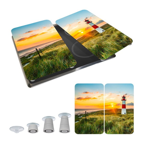 Plošča za štedilnik iz kaljenega stekla v kompletu 2 kos 52x30 cm Lighthouse - Maximex-image-2