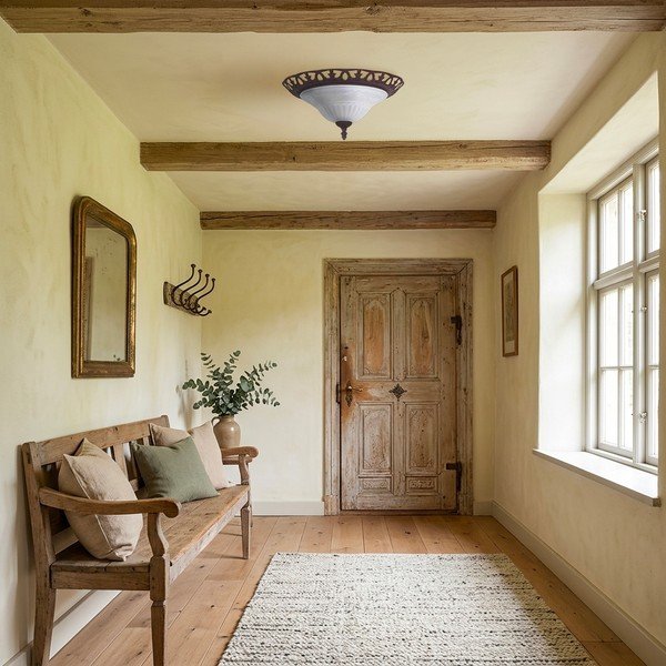 Temno rjava stropna svetilka s steklenim senčilom ø 38 cm Rustica – Trio-image-1