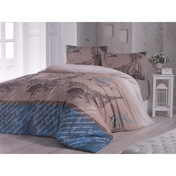 Modra enojna posteljnina Paris Polly, 160 x 220 cm