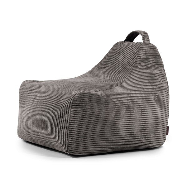 Temno siva otroška vreča za sedenje iz rebrastega žameta Game Amuse – SLOWDOWN