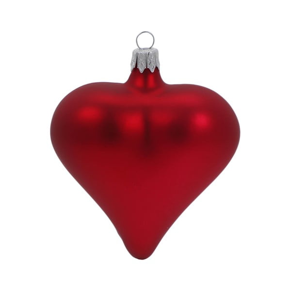Komplet 3 božičnih okraskov iz rdečega stekla v obliki srca Ego Dekor