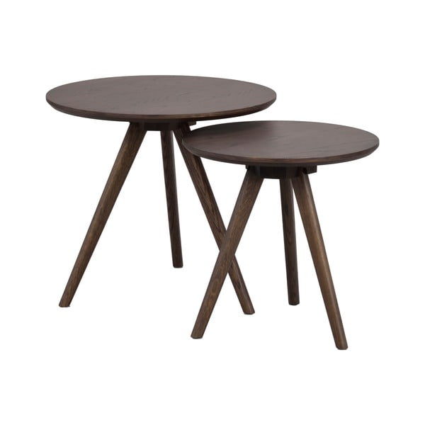 Okrogla stranska mizica z mizno ploščo v hrastovem dekorju ø 50 cm Yumi – Rowico-image-2