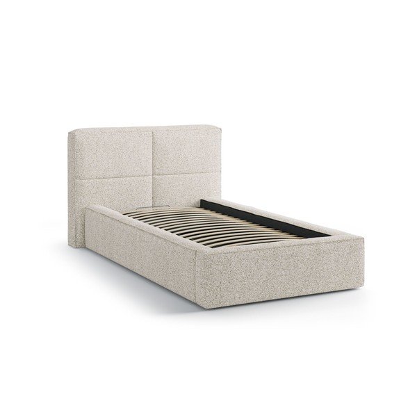 Bež oblazinjena postelja s prostorom za shranjevanje in z letvenim dnom 90x200 cm Darren – Micadoni -image-2