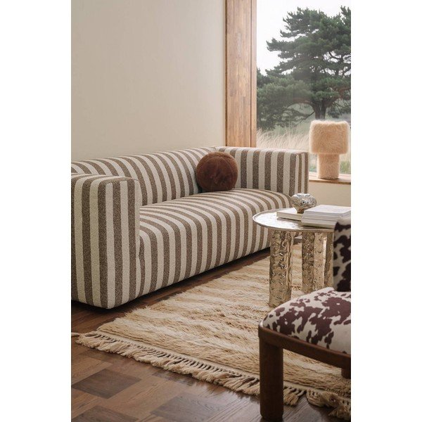 Rjava/kremno bela sedežna garnitura iz šenilje 220 cm Lisa – Ellos Home-image-1