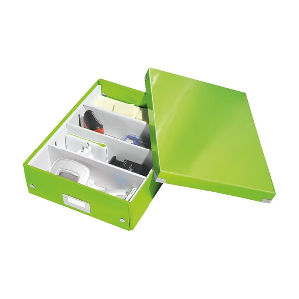 Zelena kartonasta škatla za shranjevanje s pokrovom 28x37x10 cm Click&Store – Leitz