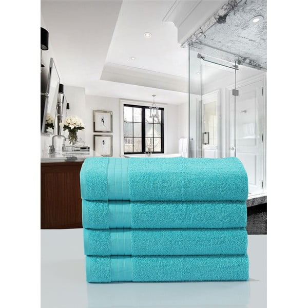 Turkizne bombažne brisače v kompletu 4 ks 50x100 cm – Good Morning-image-1