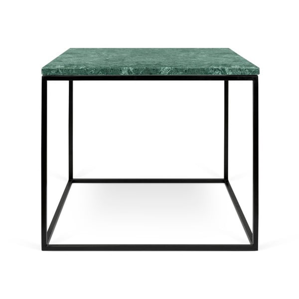 Zelena marmorna mizica s črnimi nogami TemaHome Gleam, 50 x 50 cm