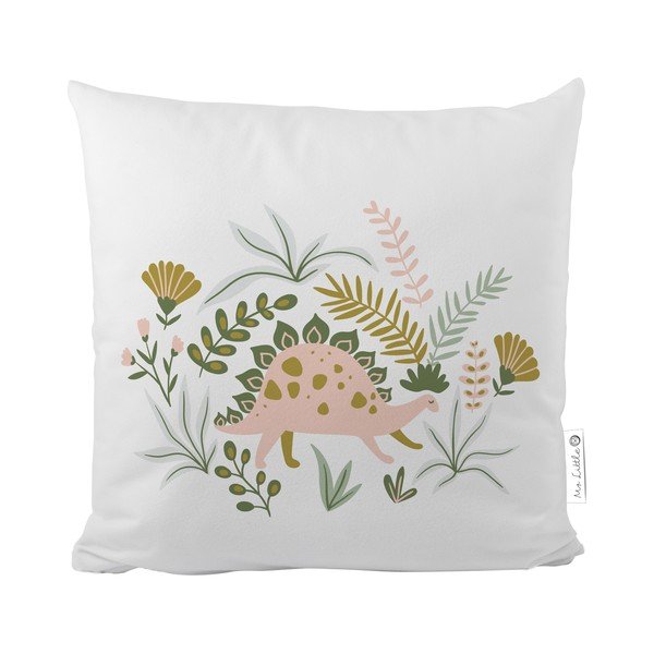 Gospod Little Fox Friendly Dinosaurus bombažna prevleka za vzglavnik iz satena, 50 x 50 cm