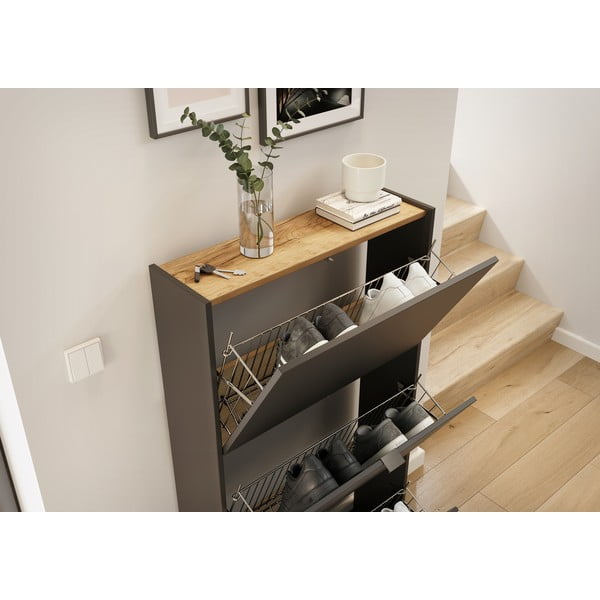 Antracitno siva preklopna omarica za čevlje 71x127x22 cm Ameca – Germania-image-1