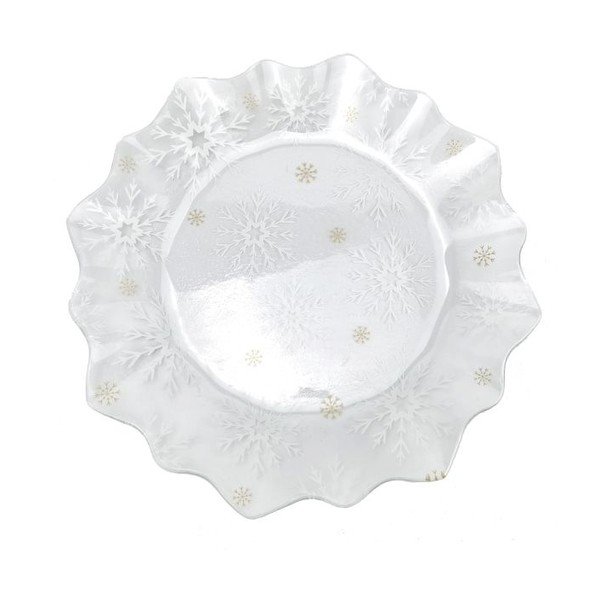 Servirni steklen krožnik z božičnim motivom ø 19,5 cm Frosty Flakes – Dakls