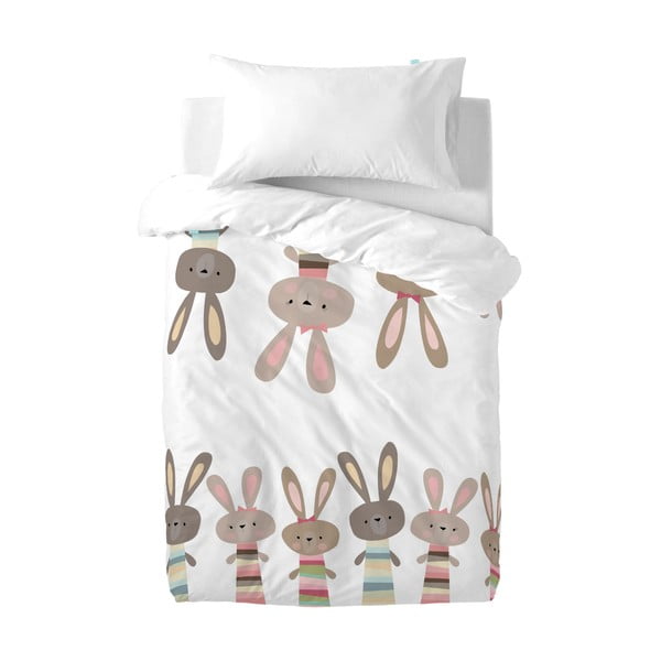 Otroška bombažna posteljnina Moshi Moshi Rabbit Family, 100 x 120 cm