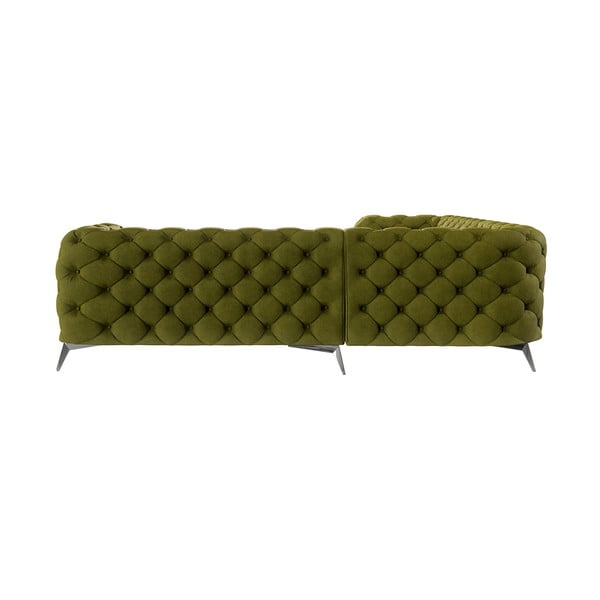 Zelena žametna kotna sedežna garnitura Chelsea – Ropez-image-2