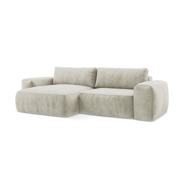 Bež raztegljiva kotna sedežna garnitura iz šenilje (levi kot/z ležalnikom) Kuki – Makamii-image-2