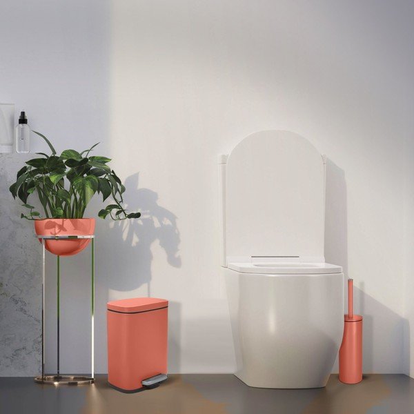 Jeklen koš za smeti s pedalom v barvi terakote 5 l Akira – Spirella-image-1