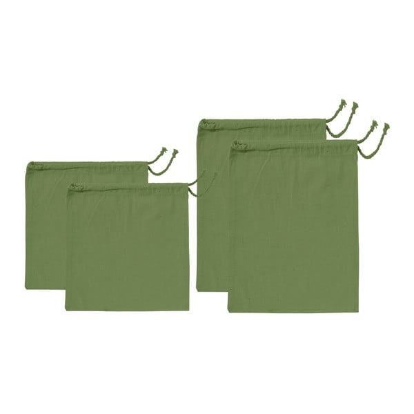 Komplet 4 zelenih vrečk za malico iz recikliranega bombaža Ladelle Eco
