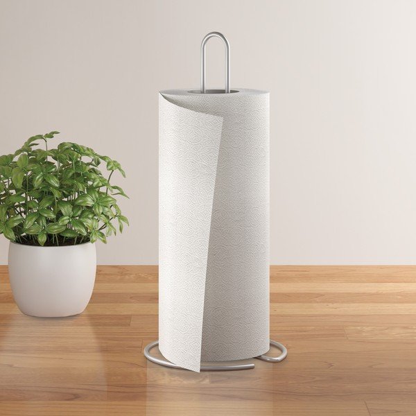 Jekleno stojalo za papirnate brisače v sijajno srebrni barvi ø 14 cm Luxy – Metaltex-image-1