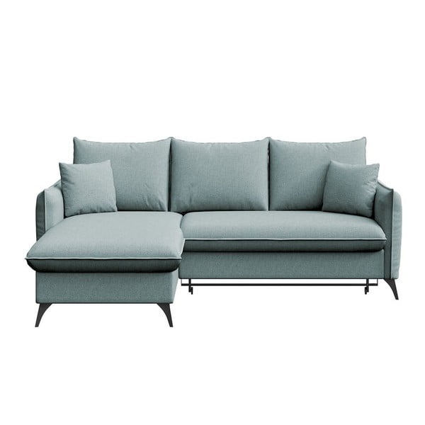 Svetlo modra raztegljiva kotna sedežna garnitura s prostorom za shranjevanje (levi kot/z ležalnikom) Brim – Rodier