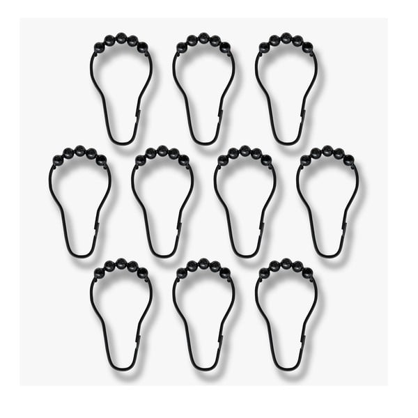 Črni kavlji za tuš zaveso v kompletu 10 ks Aqua – Mette Ditmer Denmark-image-3