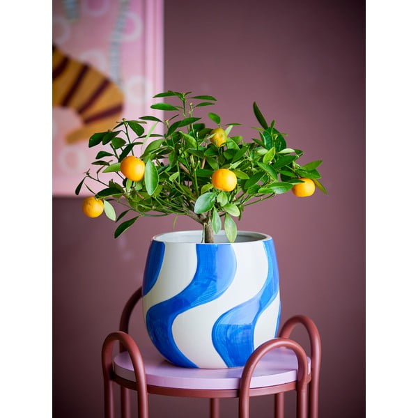 Ročno poslikan okrasni cvetlični lonec iz kamenine ø 20,5 cm Romy – Bloomingville-image-2