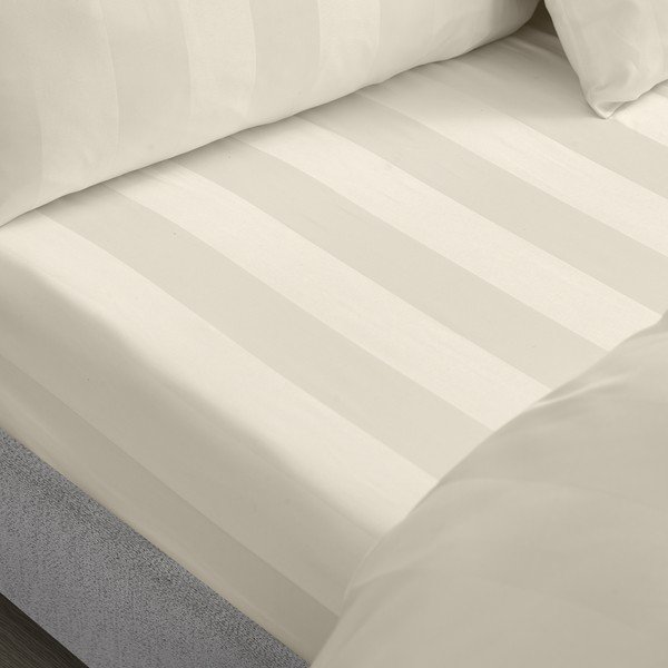 Kremno bela napenjalna satenasta rjuha 185x200 cm So Soft Satin Stripe – Catherine Lansfield-image-1
